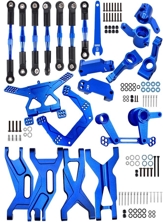 Rcarmumb RC Upgrades Part for 1/10 Rustler Stampede 2wd (VXL),Alloy Steering Blocks Caster Blocks C-Hubs Stub Axle Carriers,Suspension Arm,Shock Tower,Turnbuckles Link,Steering Bellcranks,Navy Blue - Image 1